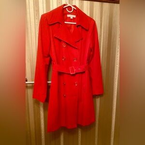 New York & Company Vibrant Scarlet Trench Coat